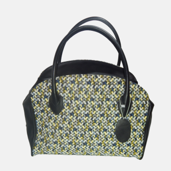 Grand Sac à Main en Cuir et Tissu – Multicolore