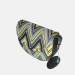 Sac à Bandoulière en Cuir et Tissu Brodé – Motifs Chevron