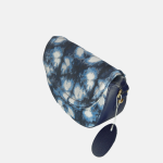 Sac à Bandoulière en Cuir et Tissu Brodé – Bleu et Blanc