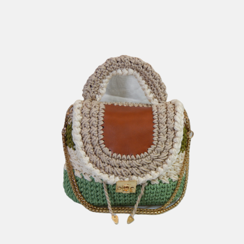 Sac a Main en Crochet et Cuir - Multicolor