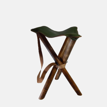 Tabouret de Camping en Cuir et Bois