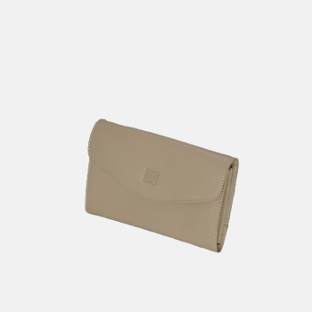 Portefeuille en Cuir Lisse - Beige