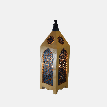 Lampe de Table Marocaine en Bois Ajouré